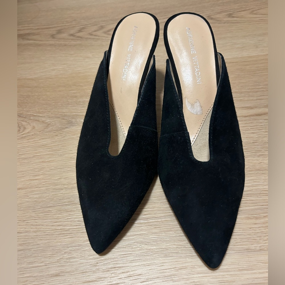 Adrienne Vittadini Black Suede Slingback Heels